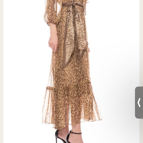 Zimmermann Leopard Print Neck Tie Dress with scarf for hair or waist - Picture 4 of 15